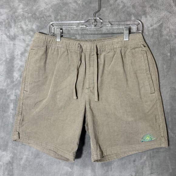 Katin Other - Katin Mens Size M Shorts Corduroy Drawstring Beige Slash Pockets Elastic Waist